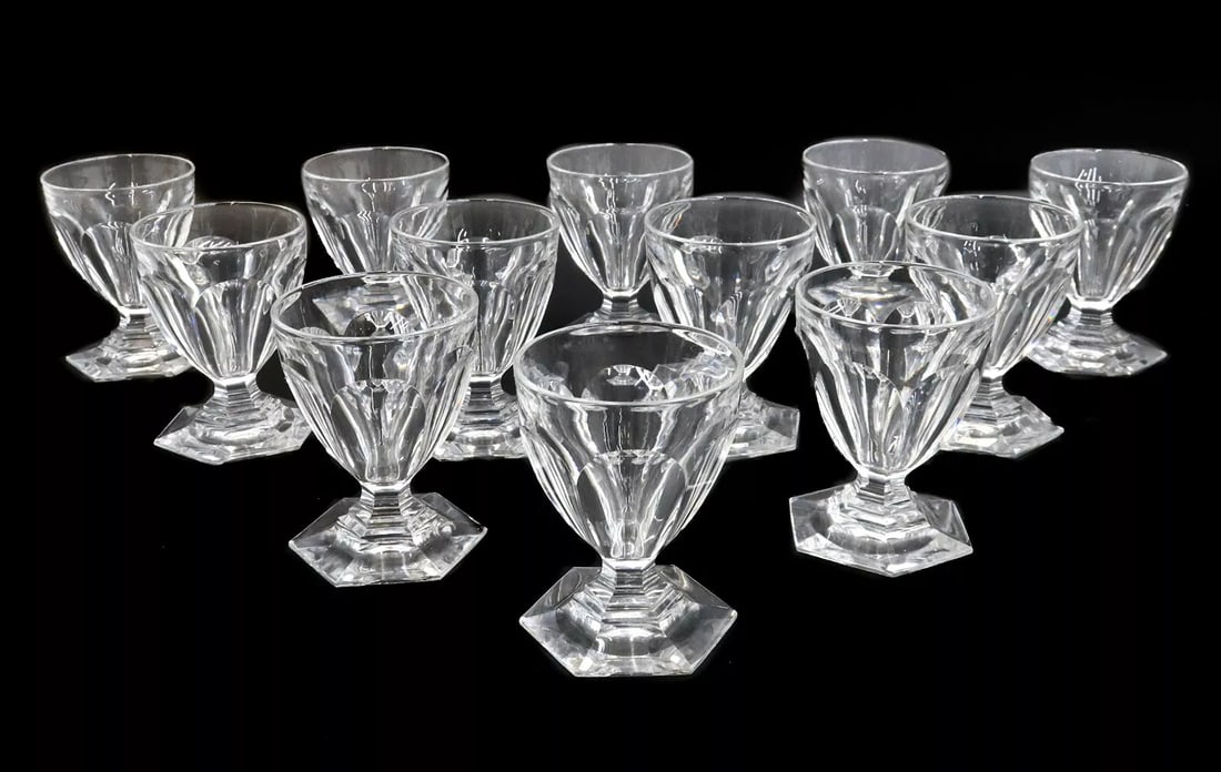 12 Baccarat France Cut Glass Wine Goblets in Harcourt Tallyrand, Signed: Brand: Baccarat,Type: Goblet,Color: Clear,Material: Crystal, Glass,Country/Region of Manufacture: France