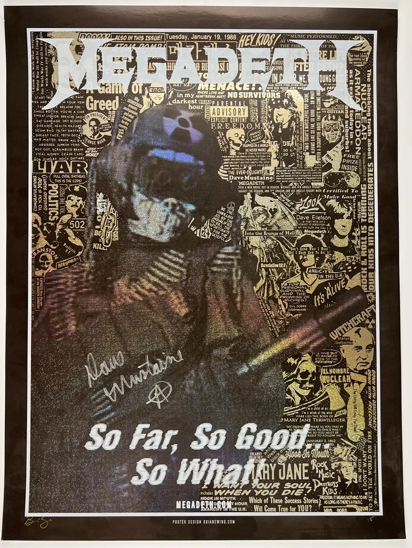 Megadeth JSA Signed Autograph Lithograph Poster Metallic Dave Mustaine (1 of 3)