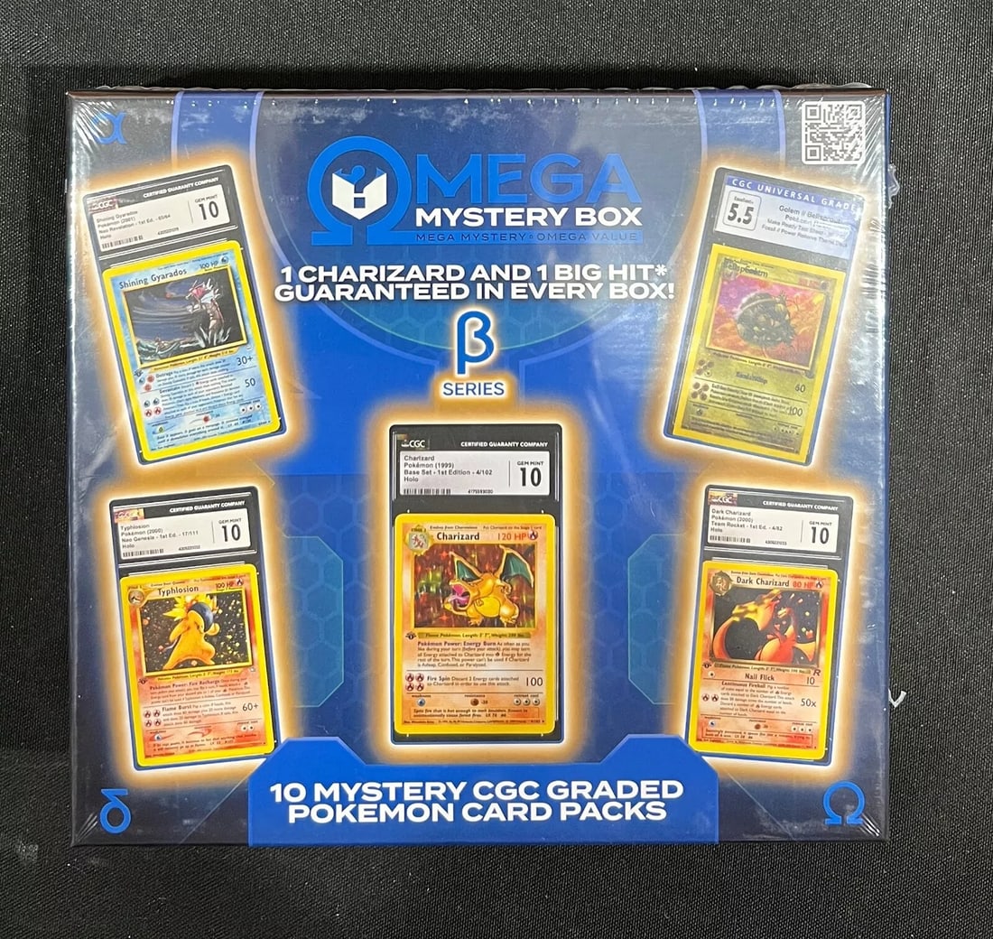 Omega Mystery Box Beta Series - 10 Pokemon CGC Graded Cards Guaranteed Charizard (1 of 2)