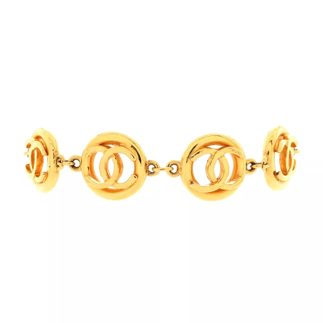Chanel CC Cutout Round Bracelet Metal: Condition: Pre-owned,Brand: Chanel,Style: Bracelet,Type: Bracelet,Color: Gold,Material: Metal,Metal: Unknown,Main Stone: Unknown,Metal Purity: Unknown