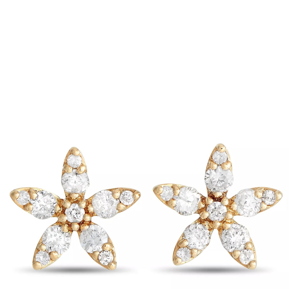 LB Exclusive 14K Yellow Gold 0.60ct Diamond Flower Earrings ER28577-Y (1 of 3)