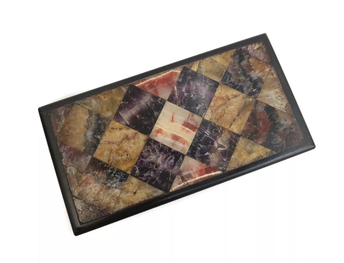 European Hardstone Inlaid Blue John Paperweight, Early 20th Century (1 of 5)