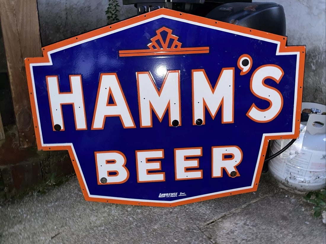 Vintage Hamm’s Beer Porcelain Sign 48?? x 36 (1 of 8)