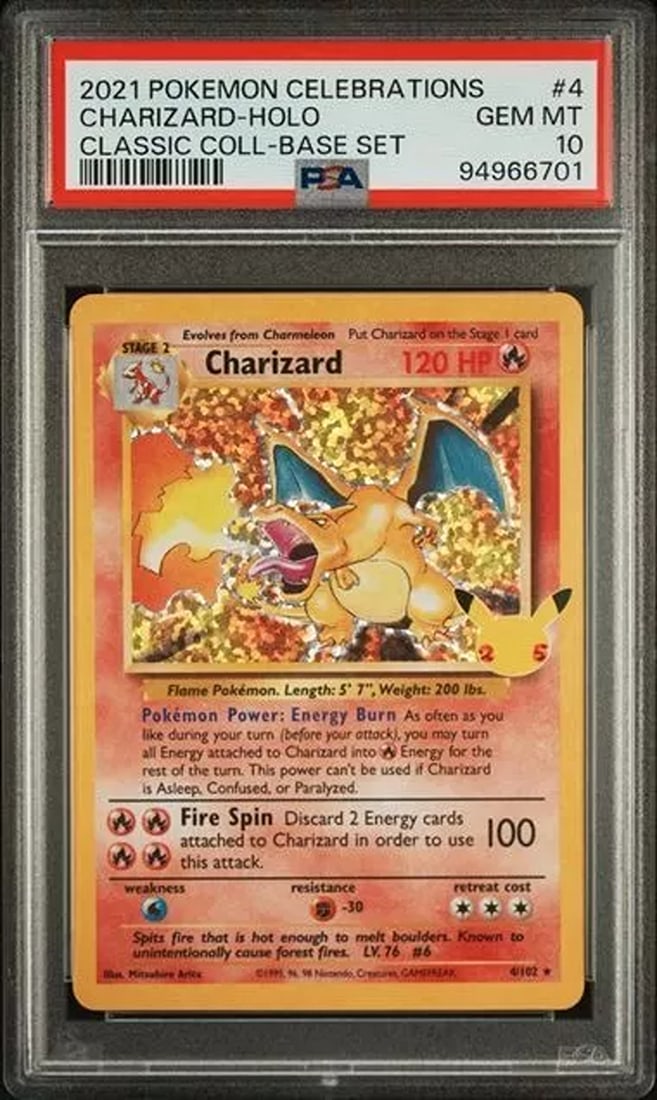 PSA 10 Charizard Celebrations Classic Collection Holo Base Set Pokémon 4/102 (1 of 2)