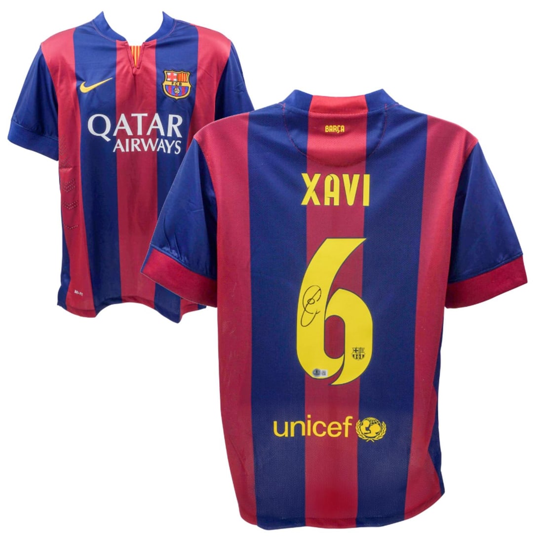 Xavi Hernandez Signed Barcelona Home Jersey #6 - Beckett COA: Xavi Hernandez Signed Barcelona Home Jersey #6 - Beckett COA