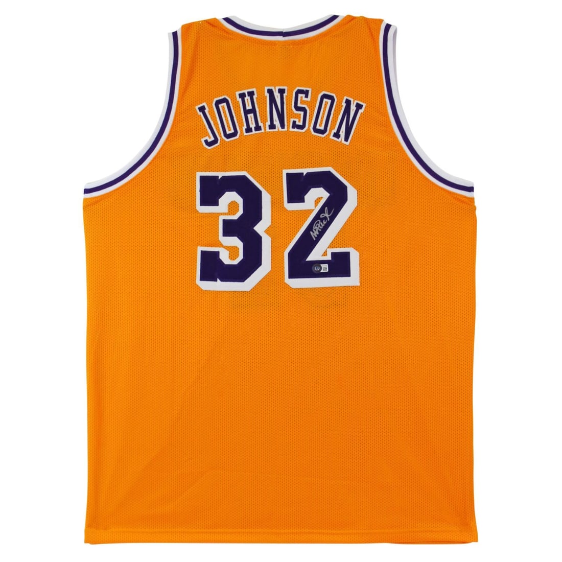 Magic Johnson Authentic Signed Yellow Pro Style Jersey Autographed BAS Witnessed (1 of 1)