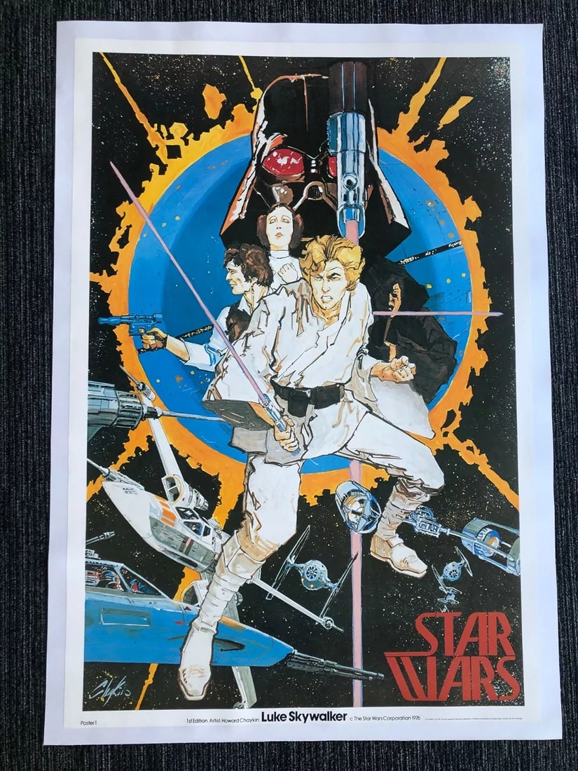 Star Wars Poster 1 (1976) Movie Poster Zig Zag Germany On Linen - 27x 40 - NM+ (1 of 7)