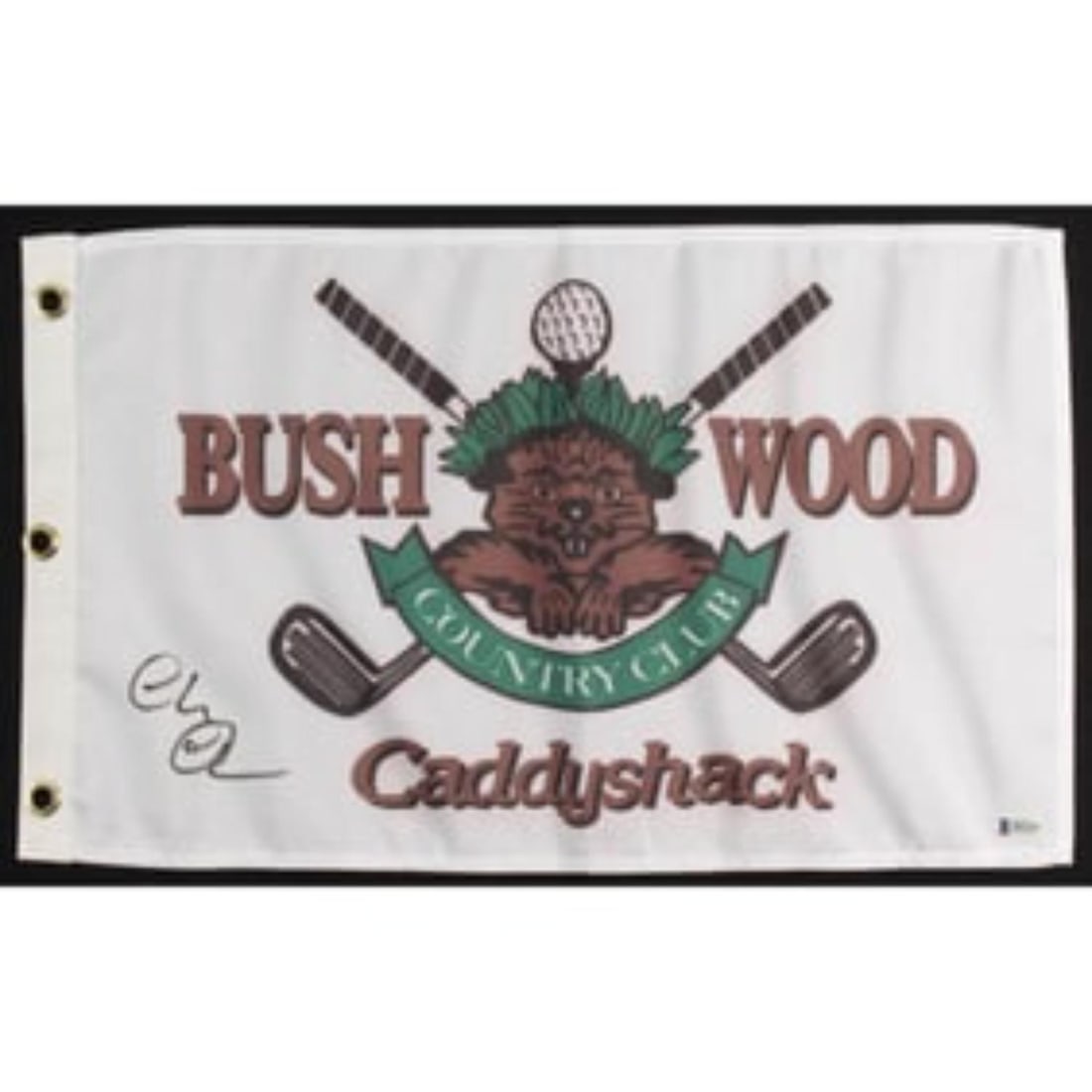 Chevy Chase Signed "Caddyshack" Bushwood Country Club Pin Flag (Beckett COA) (1 of 1)