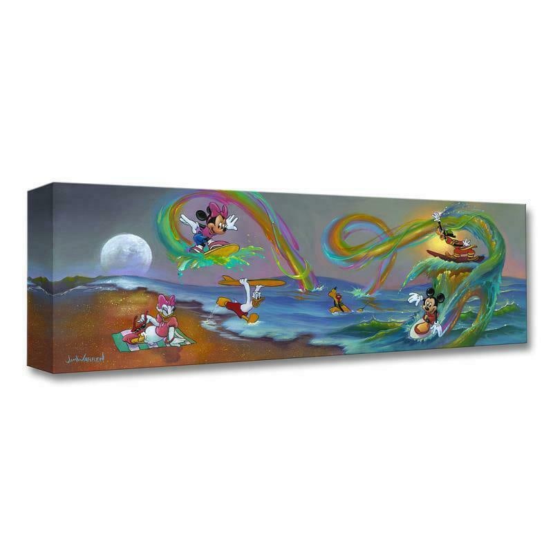 "Mickey's Crazy Wave" Limited edition gallery wrapped canvas by Jim Warren from the Disney Fine Art: "Mickey's Crazy Wave" is a limited edition giclee on canvas by Jim Warren. Part of the Disney Treasures collection from Disney Fine Art, this limited edition featuring Mickey and Friends comes gallery