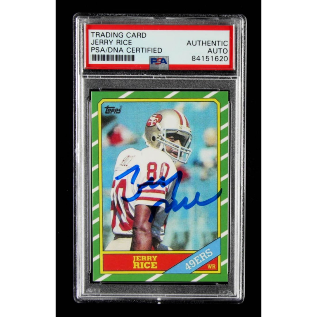 Jerry Rice Signed 1986 Topps #161 RC Reprint (PSA Encapsulated) (1 of 1)