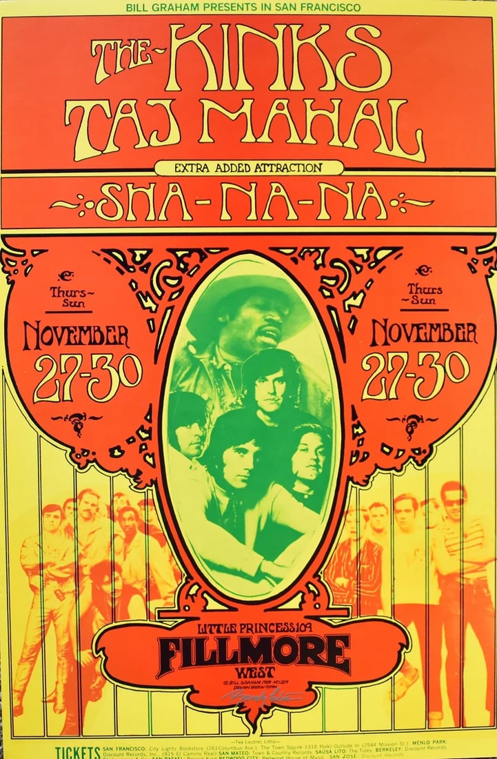 The Kinks Concert Poster BG204 Randy Tuten 1969 (1 of 2)