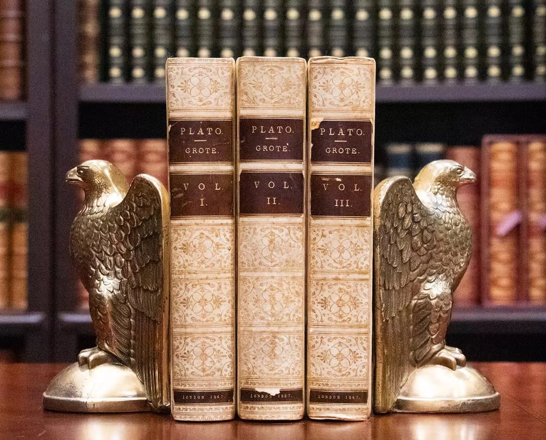 1867 Plato & the other Companions of Socrates Fine Leather Vellum Bindings: Author: George Grote,Binding: Leather,Country/Region of Manufacture: United Kingdom,Language: English,Original/Facsimile: Original,Place of Publication: London,Publisher: John Murray,Special Attribute