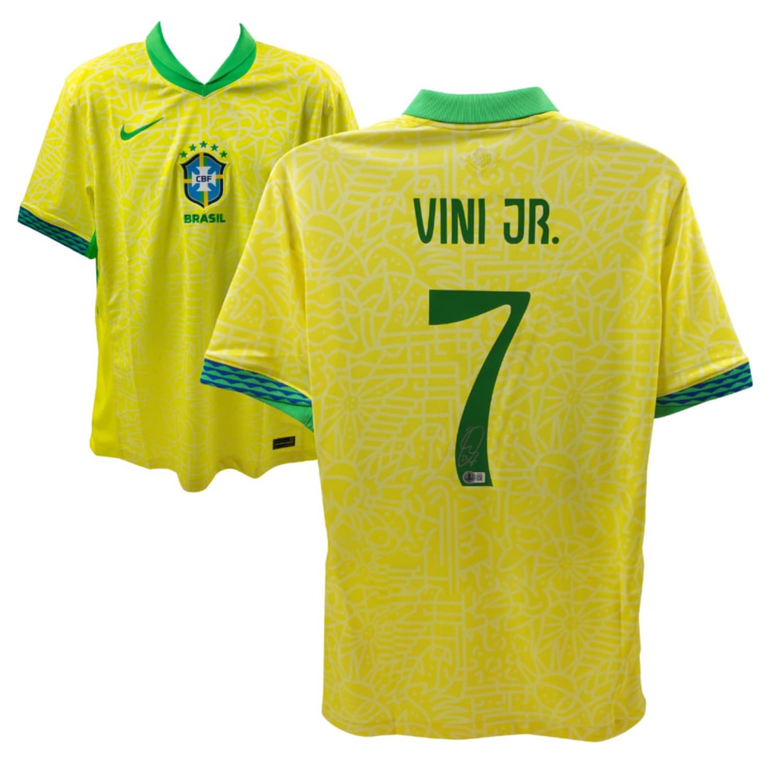 Vinicius Jr Signed Brazil FC Home Soccer Jersey #7 - BECKETT COA: Vinicius Jr Signed Brazil FC Home Soccer Jersey #7 - BECKETT COA