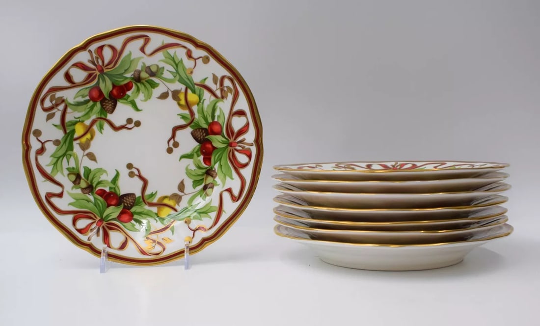 8 Tiffany & Company Holiday 7.75" Dessert Plates - Garland (1 of 6)