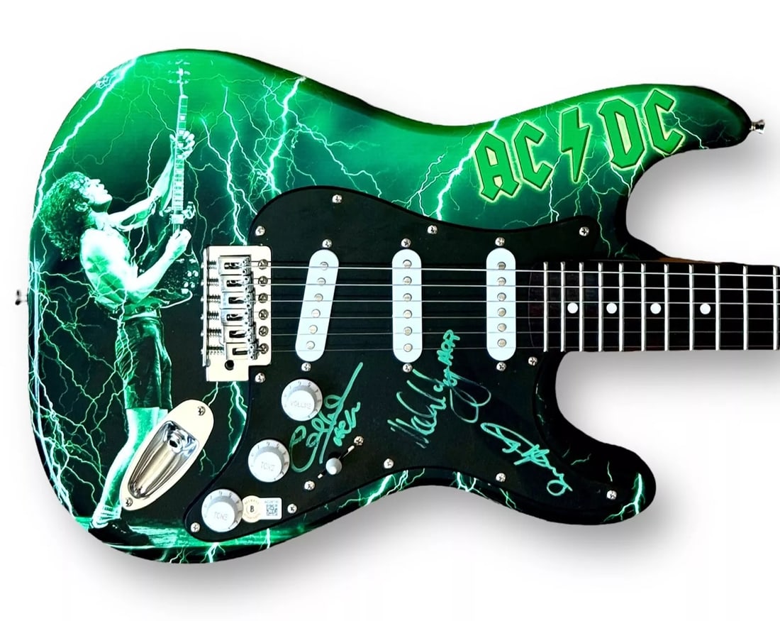 Angus Young, Malcolm Young & Cliff Williams Signed Custom AC/DC Guitar (Beckett COA) (1 of 3)