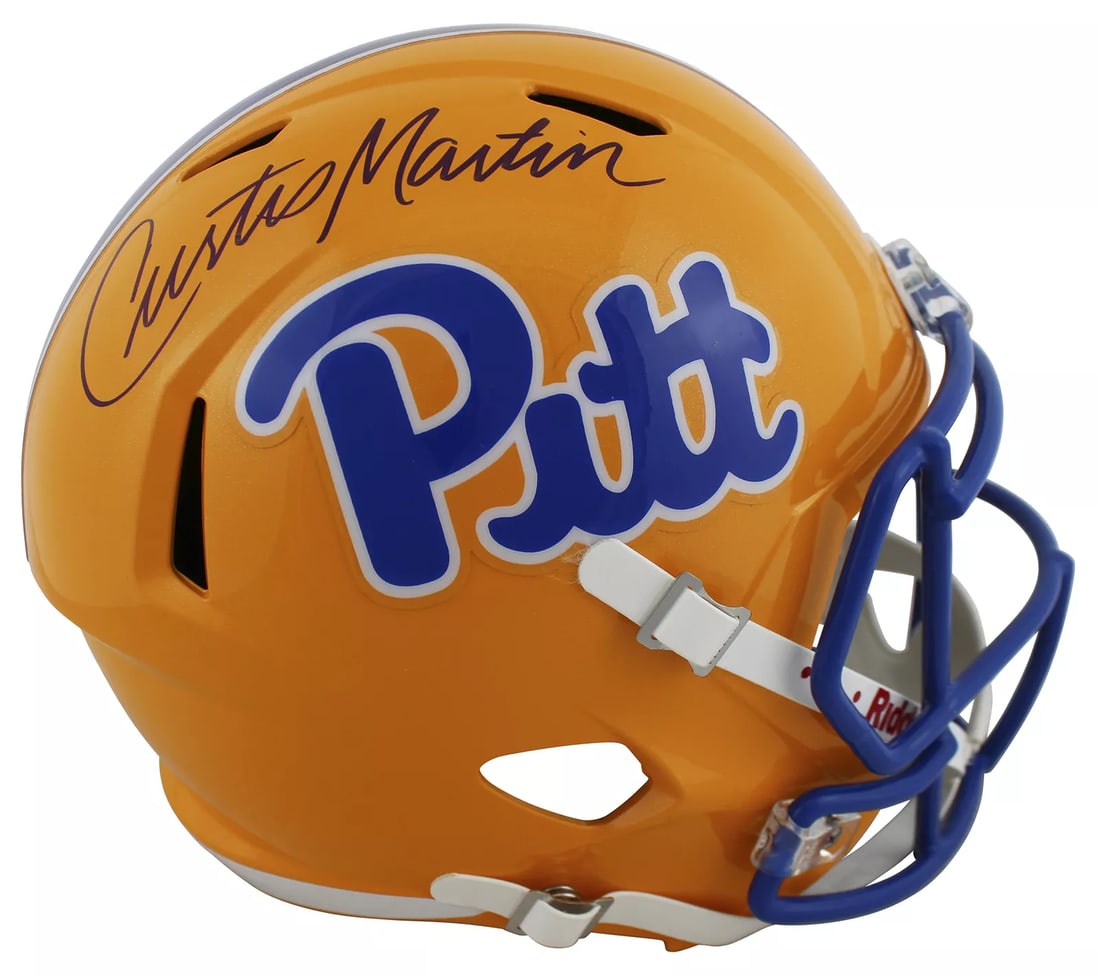 Pittsburgh Curtis Martin Signed Yellow Full Size Speed Rep Helmet PSA/DNA Itp (1 of 3)