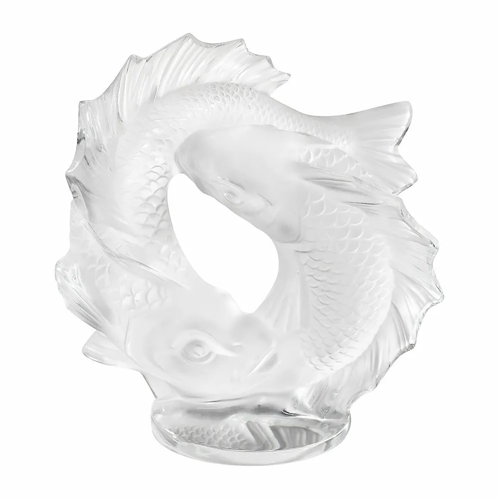 LALIQUE CRYSTAL DOUBLE FISH SCULPTURE SMALL (1 of 1)