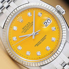 ROLEX MENS DATEJUST YELLOW DIAMOND DIAL 18K GOLD STEEL WATCH w/ JUBILEE BAND (1 of 8)