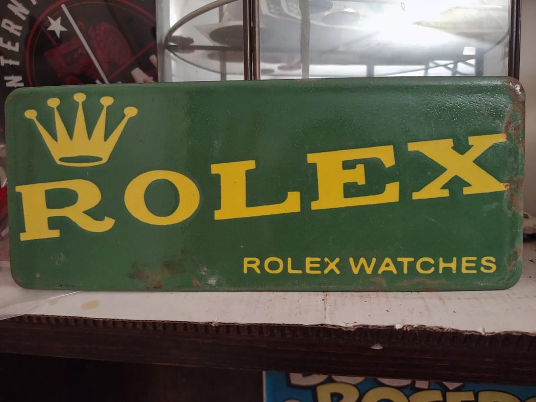 VINTAGE ROLEX PORCELAIN METAL SERVICE REPAIR WATCHES DEALER SIGN RARE (1 of 13)