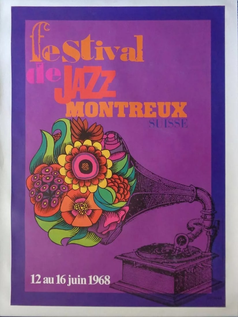 MONTREUX JAZZ FESTIVAL 1968 concert poster NINA SIMONE BILL EVANS 20x27.5 LINEN (1 of 1)