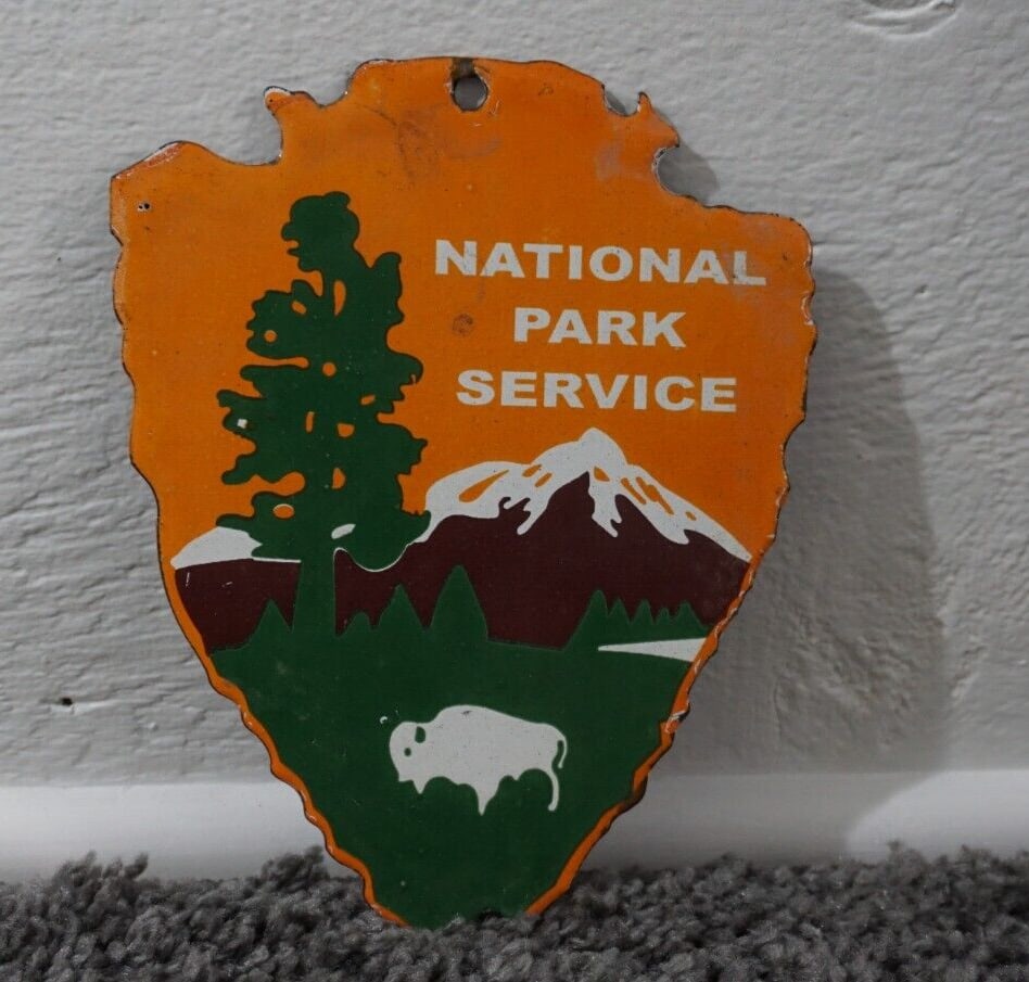 VINTAGE NATIONAL PARK SERVICE FOREST PORCELAIN ENTRANCE US SIGN RANGER RARE (1 of 1)