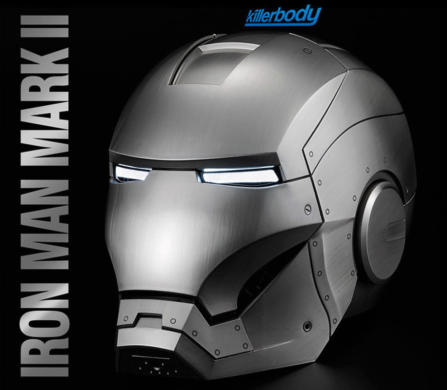 Sliver Marvel Iron Man MK2 1:1 Helmet Wearable Voice Control Cosplay Props Gifts (1 of 1)