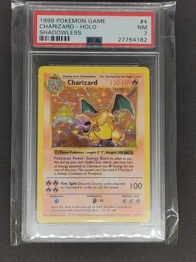 Charizard Shadowless Card PSA Graded 7 -Â Pokemon Base Set (1999) 4/102 (1 of 6)