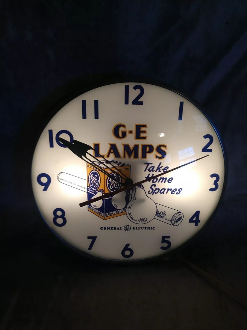 Vintage G-E Lamps Advertising bubble wall clock lighted 15â€? Telechron Works Rare: Condition: Used: An item that has been used previously. The item may have some signs of cosmetic wear, but is fully operational and functions as intended. This item may be a floor model or store retur