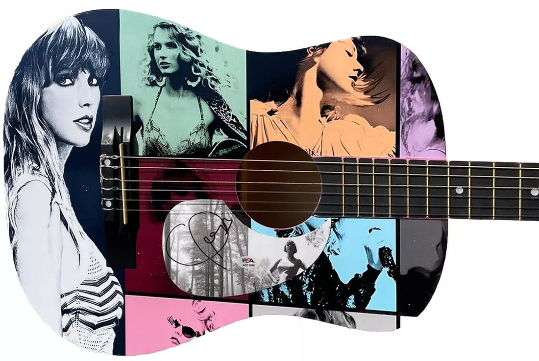PSA/DNA Taylor Swift Autographed Limited Edition Graphic Acoustic Guitar (1 of 4)