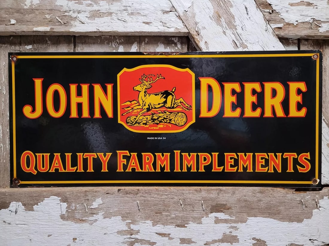VINTAGE JOHN DEERE PORCELAIN SIGN~(24x11") (1 of 20)