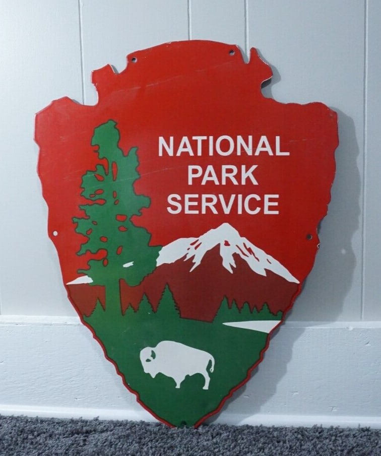 VINTAGE NATIONAL PARK SERVICE FOREST PORCELAIN ENTRANCE US SIGN RANGER RARE 28'' (1 of 1)