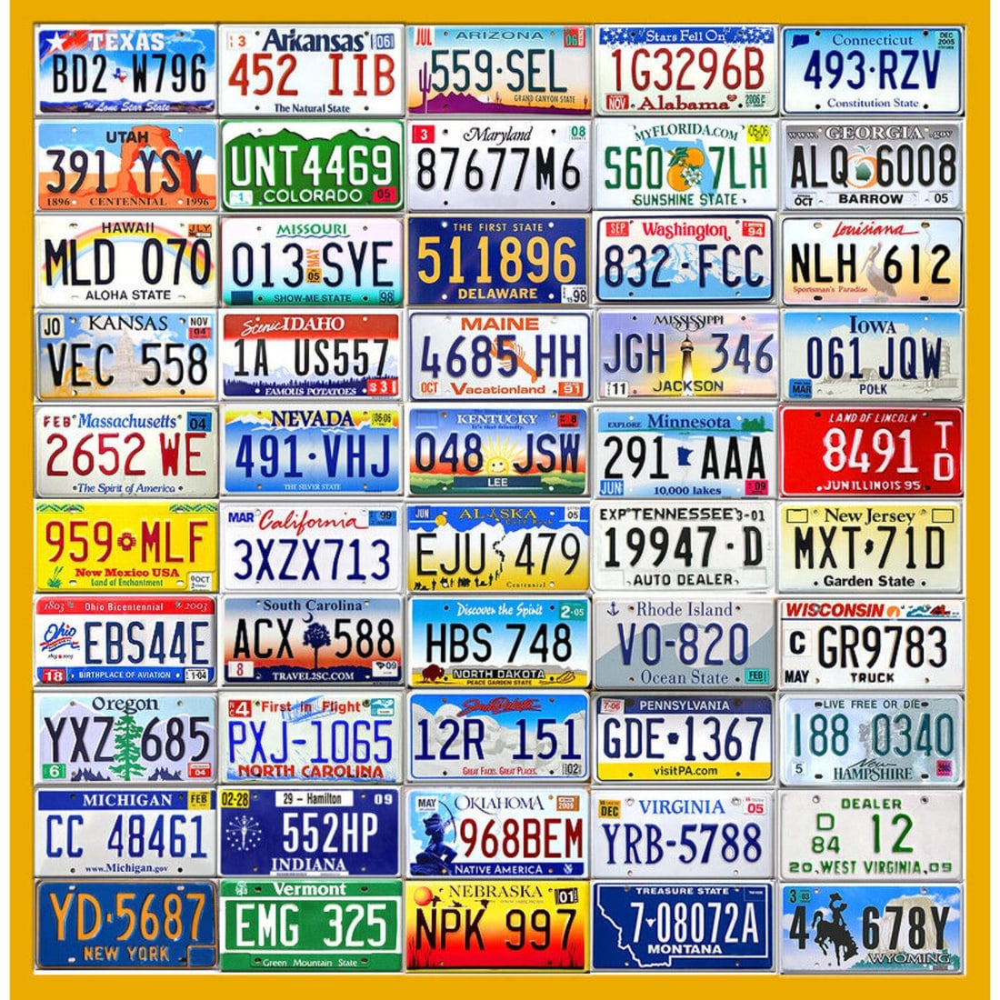 50 STATE LICENSE PLATE SET + BONUS PLATES MANCAVE LOT USA (1 of 1)