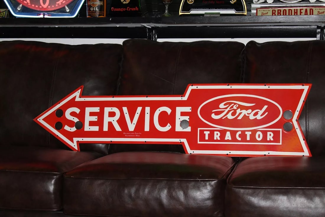 FORD TRACTOR SERVICE PORCELAIN ARROW METAL NEON SIGN SKIN CAR TRUCK GAS OIL FARM (1 of 9)