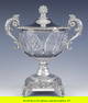 Superb Early 1800s French 950 Silver Cut Glass Pedestal Bowl W/ Lid