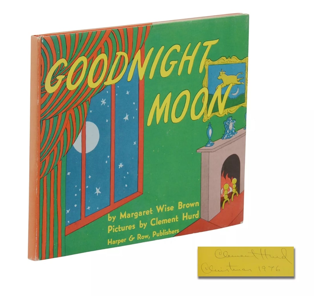 Goodnight Moon ~ by MARGARET WISE BROWN ~ SIGNED by CLEMENT HURD ~: Author: Brown, Margaret Wise; Clement Hurd [Illustrator,Publisher: Harper & Row, Publishers,Year Printed: 1947,Special Attributes: 1st Edition, Dust Jacket,Binding: Hardcover,Language: English,Origina