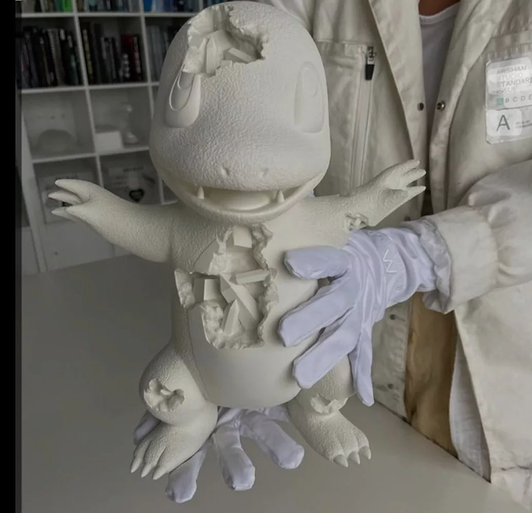 Daniel Arsham ARSHAM EDITIONS Pokemon Crystalized Charmander Figure White: Artist: Daniel Arsham,Type: Sculpture,Original/Licensed Reproduction: Original,Item Height: 13 in,Features: Limited Edition,Subject: Figures