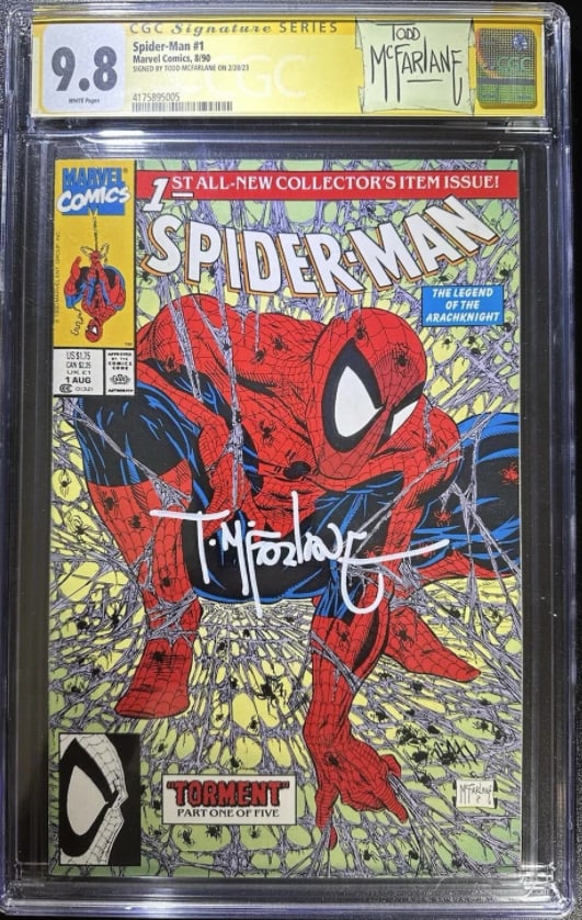Spider-Man #1 CGC 9.8 Signatures Series Signed by Todd Mcfarlane Custom Cover 1990: Spider-Man #1 CGC 9.8 Signatures Series Signed by Todd Mcfarlane Custom Cover 1990