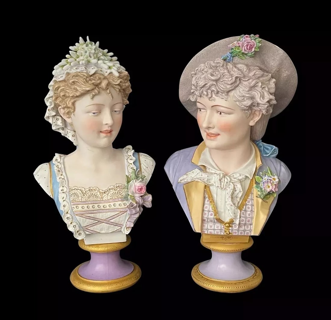 Lot of 2~ Paul Duboy Signed 19th c. Porcelain Bisque Sculpture Busts: Condition: Used: An item that has been used previously. The item may have some signs of cosmetic wear, but is fully operational and functions as intended. This item may be a floor model or store retur