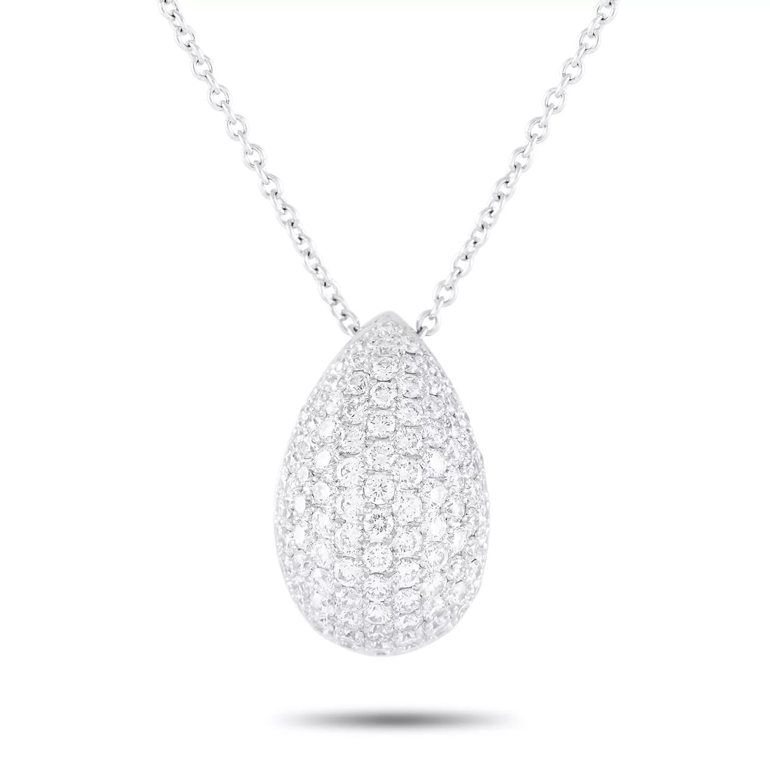 Bucherer 18K White Gold 1.22ct Diamond Pave Teardrop Necklace BU02-071124: Condition: New without tags: A brand-new, unused, and unworn item (including handmade items) that is not in original packaging or may be missing original packaging materials (such as the original box