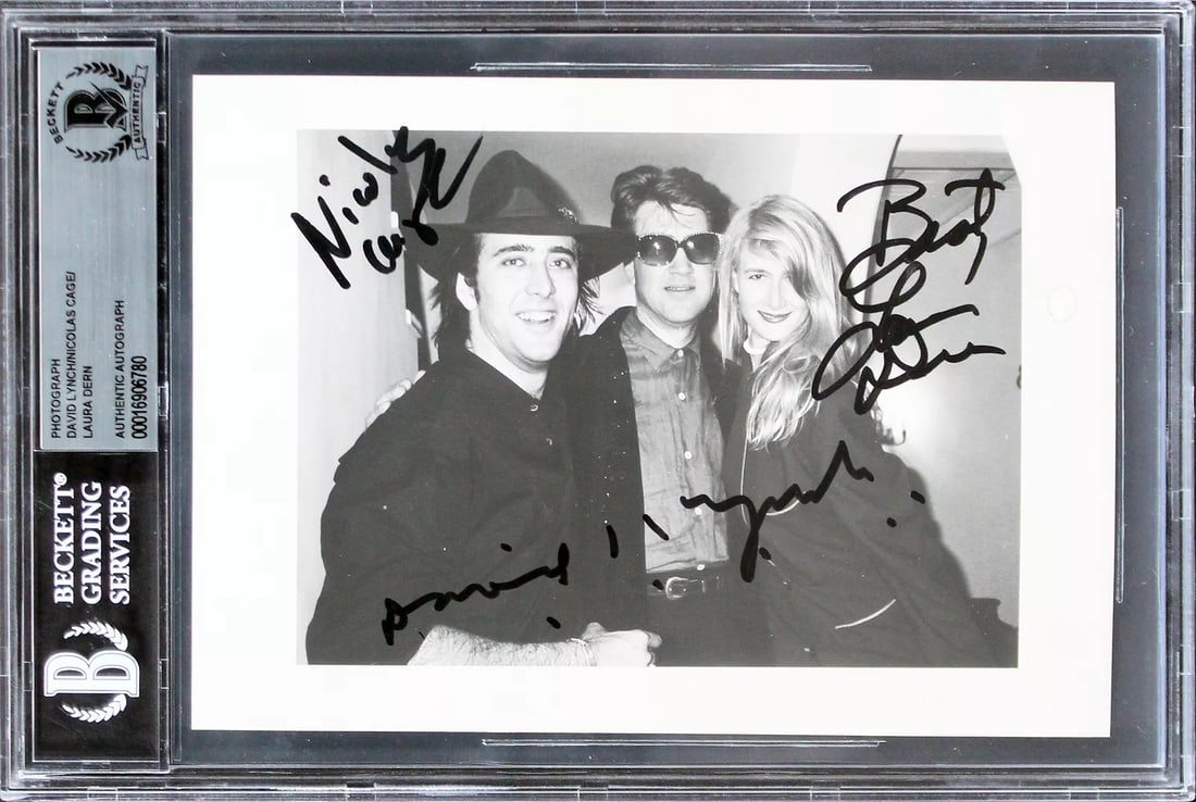 Laura Dern, Nicolas Cage & David Lynch Wild At Heart Signed 5x7 Photo BAS Slab: Industry: Movies,Object Type: Photograph,Original/Reproduction: Original,Autograph Authentication: Beckett,PRODUCT_COA: Beckett,PRODUCT_SIGNED_BY_NAME: Laura Dern, Nicolas Cage & David Lynch,PRODUCT_S