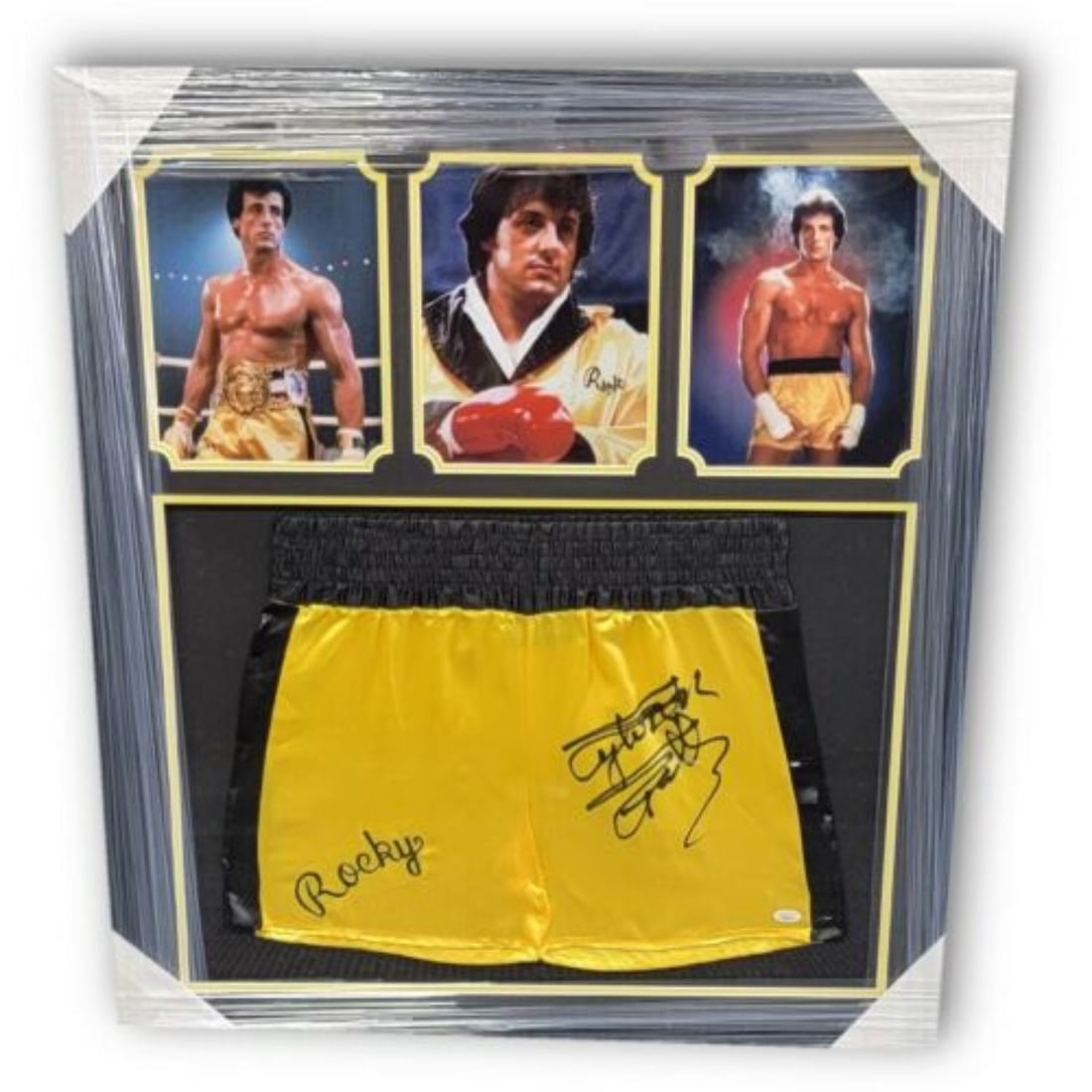 Sylvester Stallone Signed Boxing Trunks Rocky Framed (JSA LOA) (1 of 1)