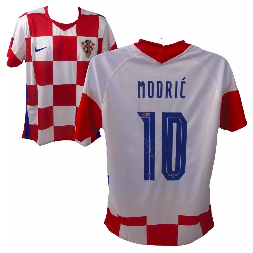 Luka Modric Signed Croatia National Team Home Soccer Jersey - BECKETT COA: Player: Luka Modric,Sport: Soccer,Signed: Yes,Original/Reprint: Original,Autograph Authentication: Beckett Authentication Services (BAS),Product: Jersey,Team: Croatia