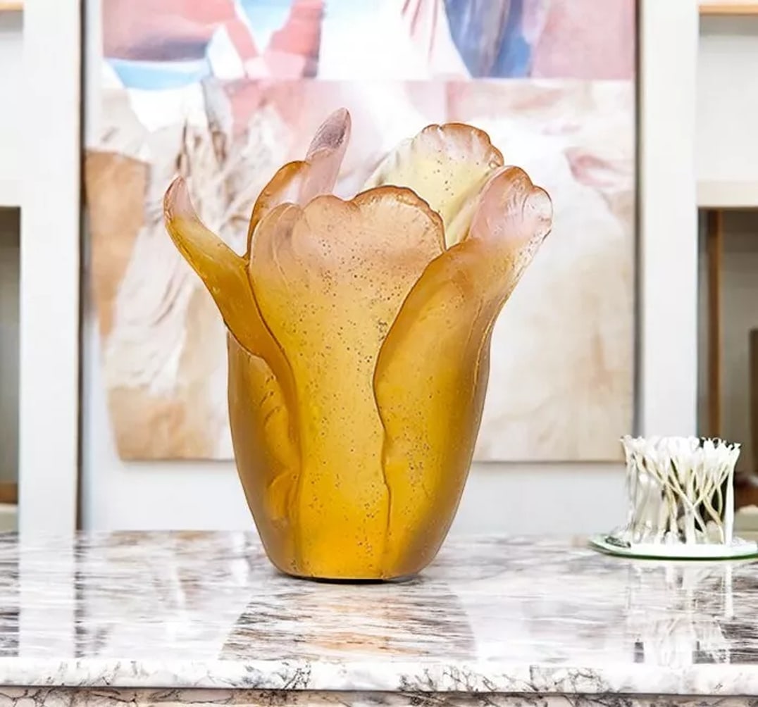 Daum Mini Tulip Vase in Amber: Condition: New: A brand-new, unused, unopened, undamaged item in its original packaging (where packaging is applicable). Packaging should be the same as what is found in a retail store, unless the ite