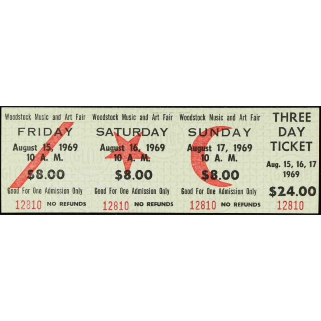 Woodstock Authentic Three Day Unused Ticket from August: Woodstock Authentic Three Day Unused Ticket from August