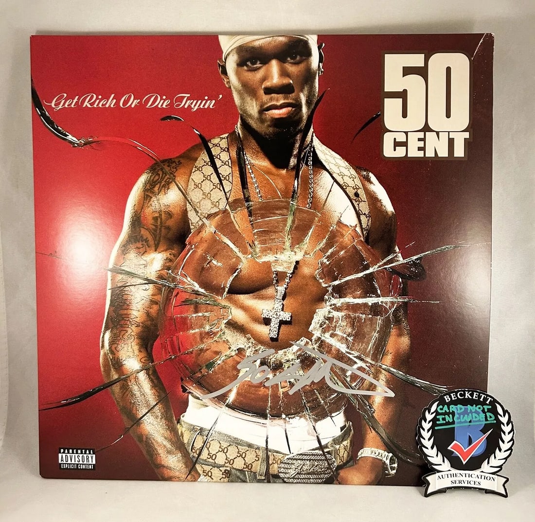 50 Cent Signed Vinyl LP Album Get Rich Or Die Tryin Beckett BAS COA (1 of 1)