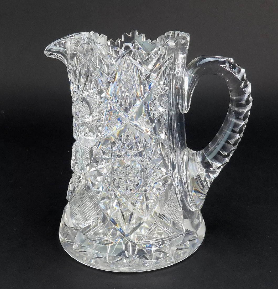 Lovely Antique American Brilliant Cut Glass Water Lemonade Tea Pitcher 28 fl oz (1 of 7)