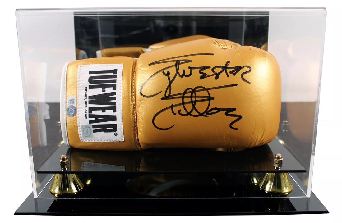 Sylvester Stallone Rocky Signed Right Hand Gold Tuf-Wear Boxing Glove w Case BAS (1 of 3)