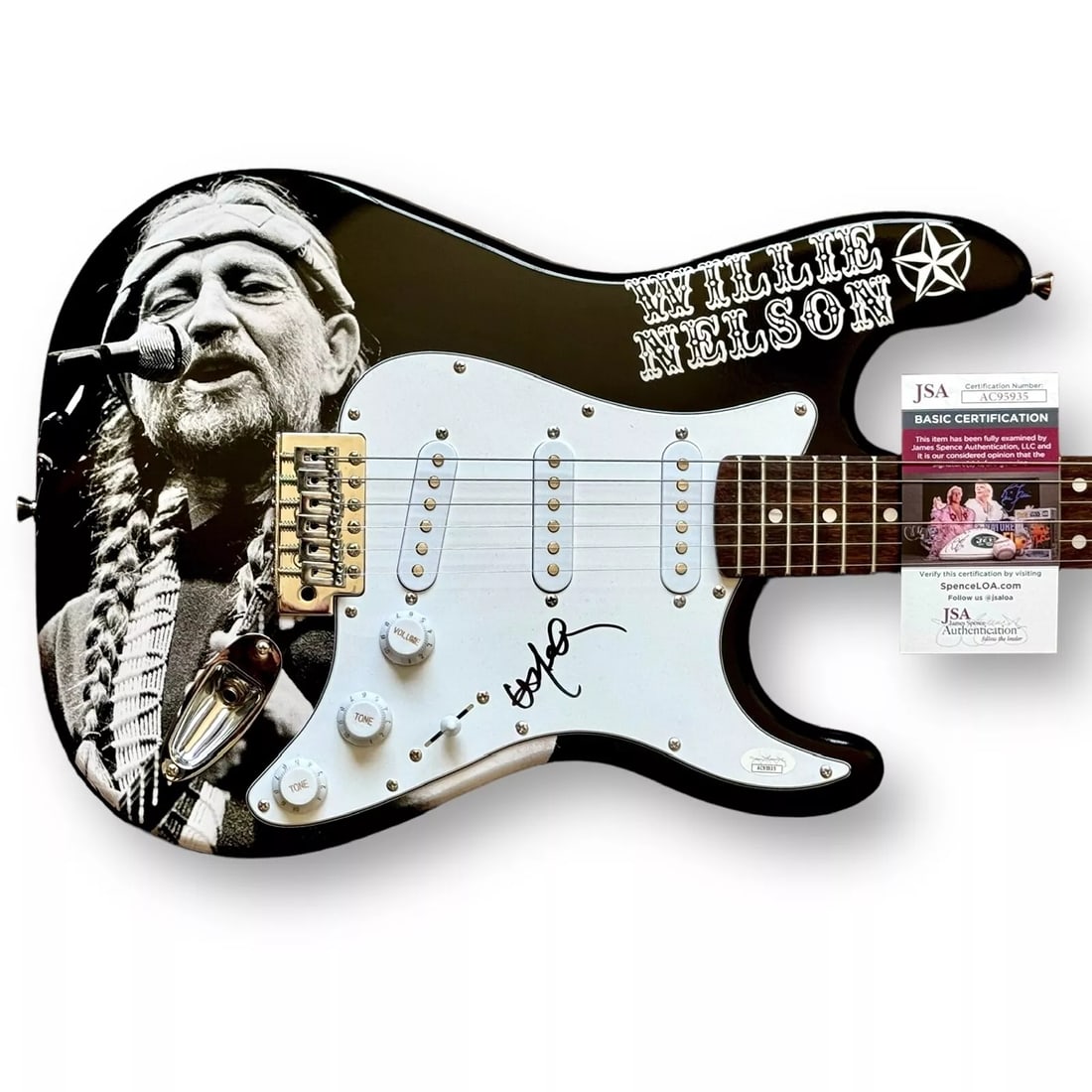 Willie Nelson Signed Guitar Custom Graphics JSA COA On the Road Again (1 of 3)