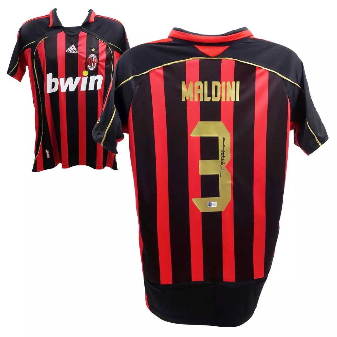 Paolo Maldini Signed AC Milan Home Soccer Jersey #3 - BECKETT WITNESS (1 of 4)