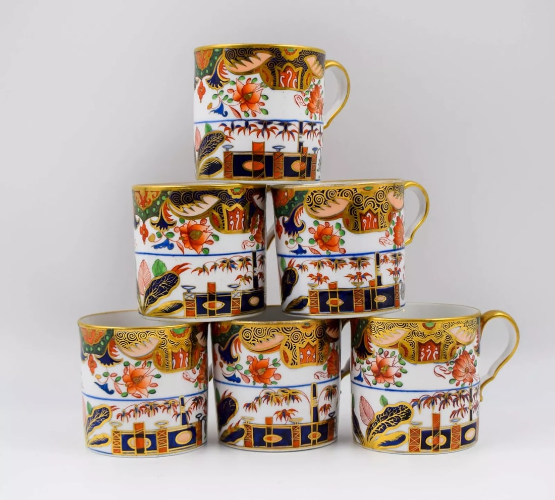 6 Antique Spode Imari Pattern 967 Coffee Cans, Circa 1820 (1 of 8)